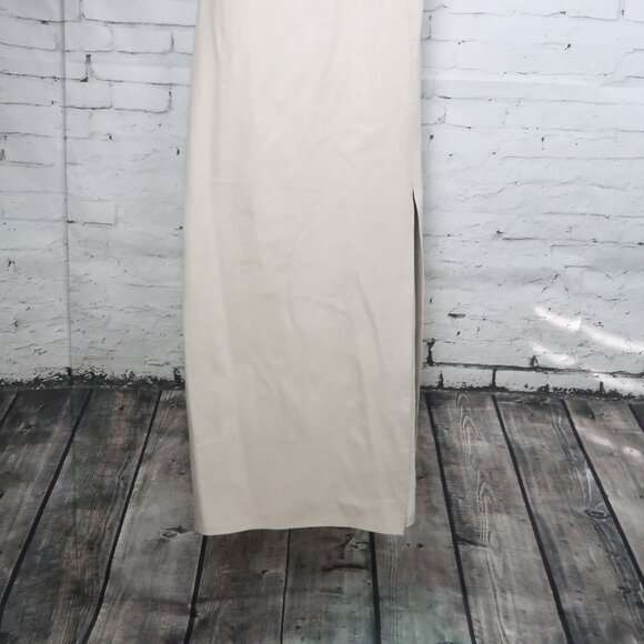 ZARA LIGHT GREY FAUX LEATHER SPAGHETTI STRAP MIDI DRESS SIZE MEDIUM NWT - Picture 9 of 13
